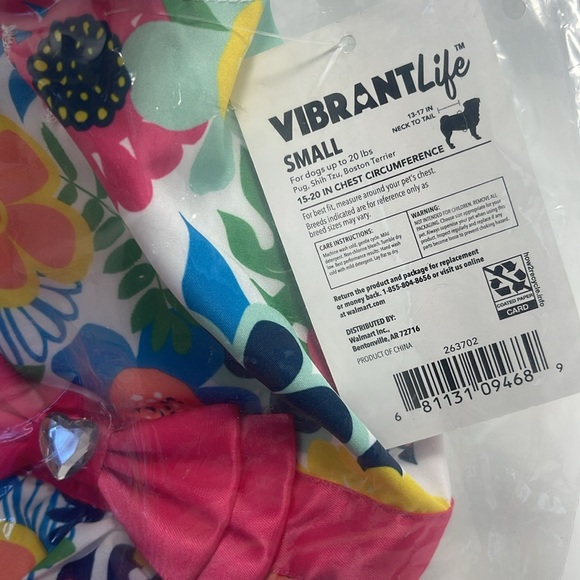 Vibrant Life Dog Pug, Shih Tzu, Boston Terrier Floral Dress NWT - Picture 9 of 11